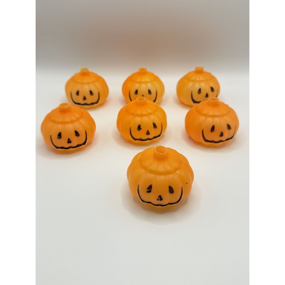 Vintage Halloween Blow Mold Pumpkin String Light Covers Lot of 7 Jack-O-Lantern - Picture 3 of 6